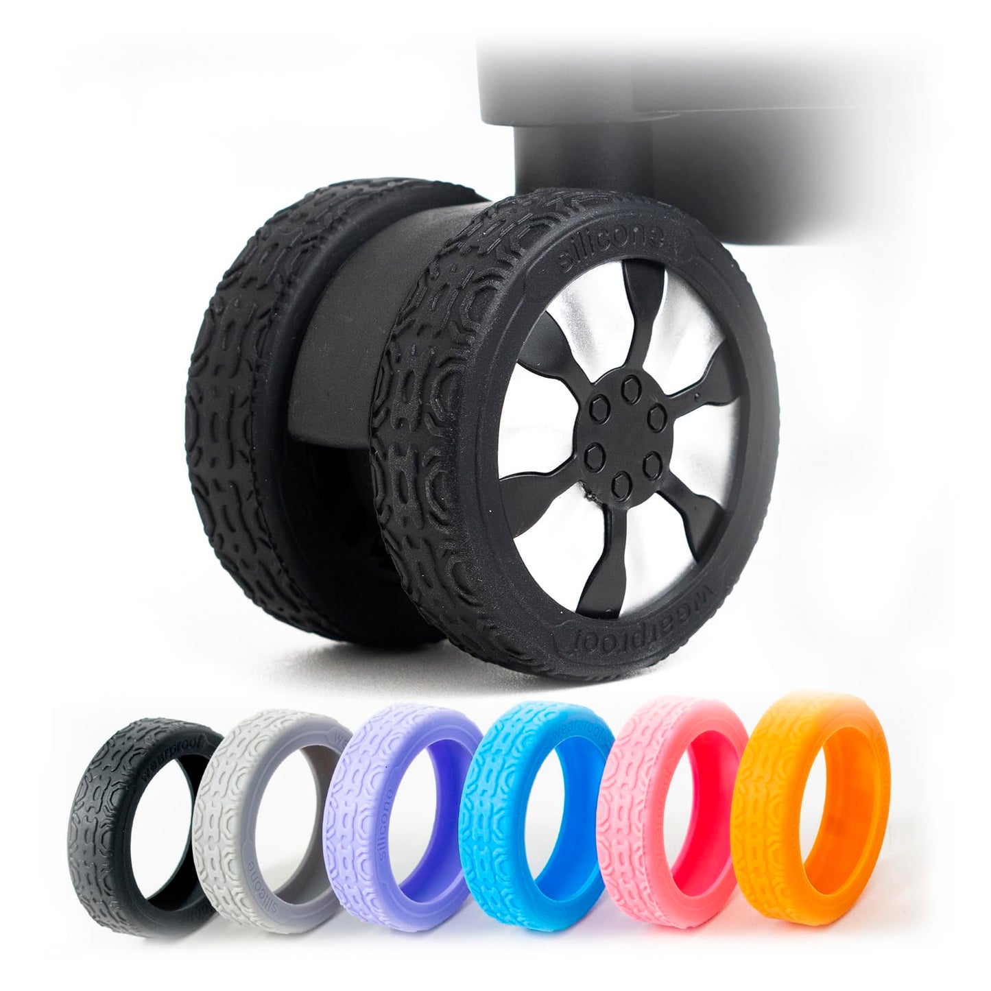 SFRVKLY Luggage Wheel Covers 8 Pack Silicone Fit Protects Wheel Suitcase Wheel Covers Protector Covers Cover for Carry-on Luggage with Spinner Luggage (BLACK)