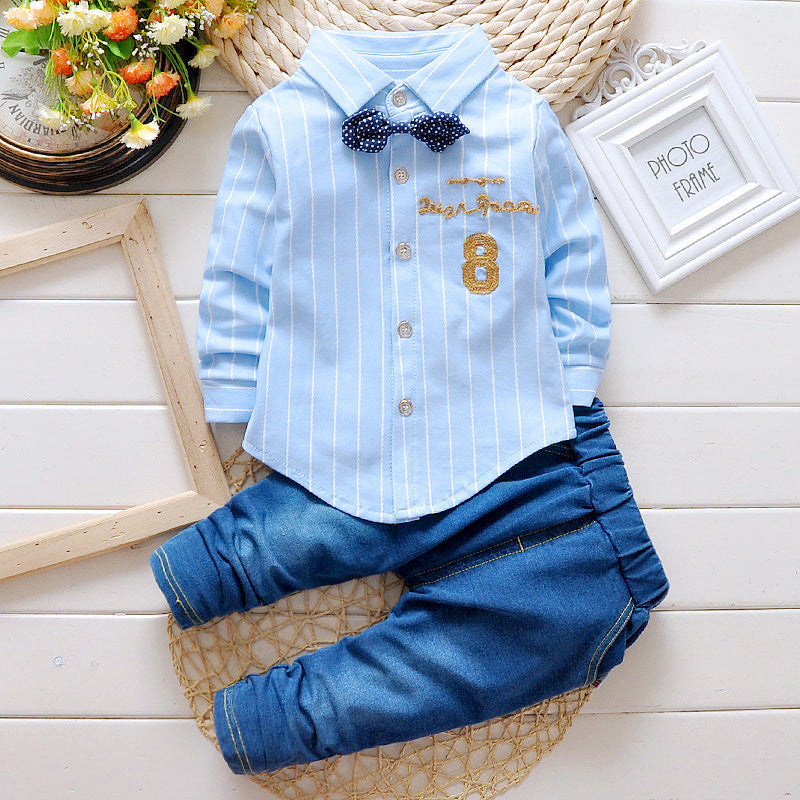 2020 New Boys' Shirt and Long Pants Set (Ages 0-4)