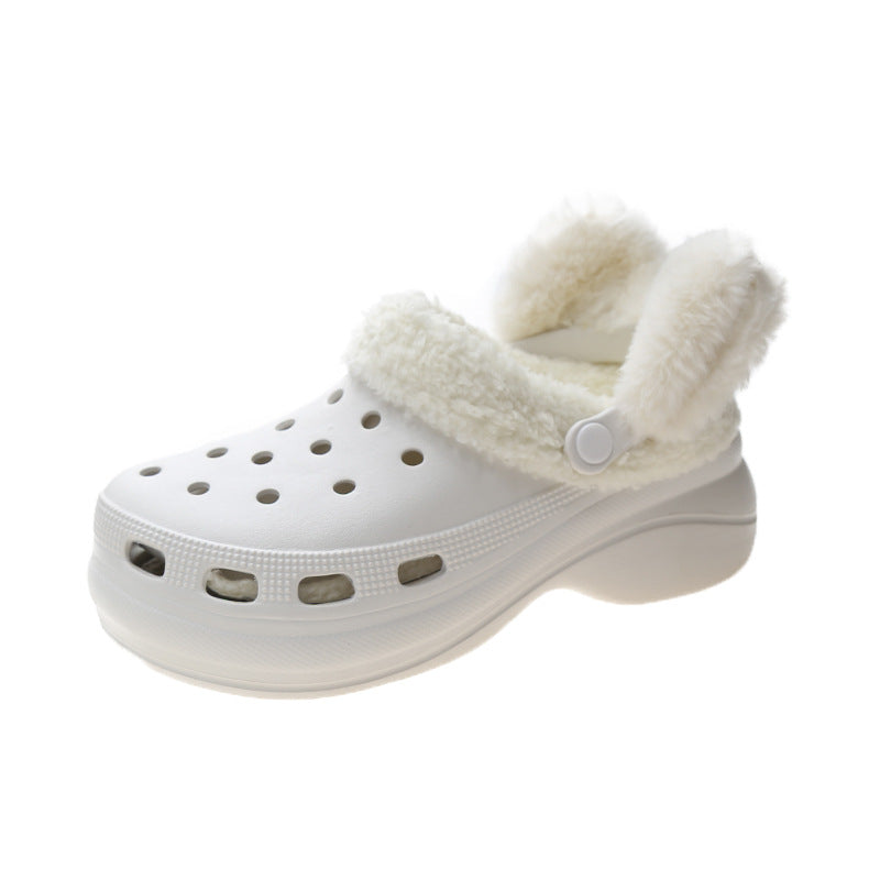 Plush Thick Sole Baotou Cotton Slippers (Two Wear)