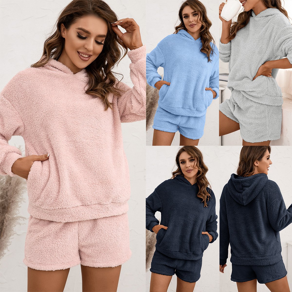 Women's Casual Hooded Sweater Suit for Home Wear