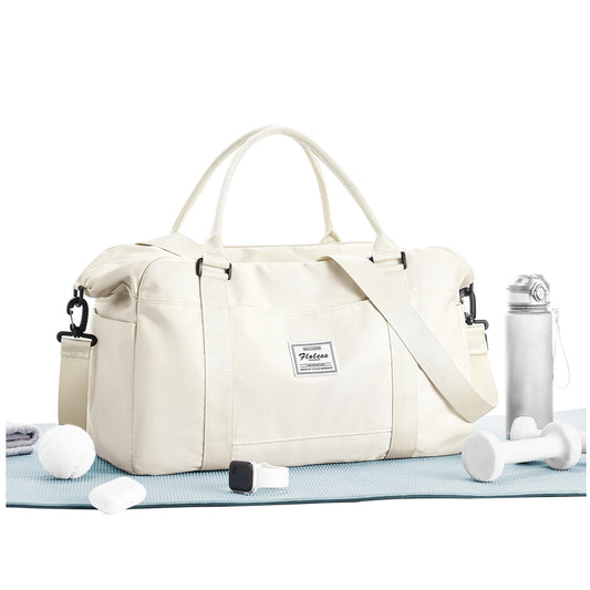 Duffle Bag Women Travel Bag Weekender Bags with Laptop Compartment and Wet Pocket Overnight Bag Womens Mens Traveling Carry On Bag Luggage Gym Bag Hospital Bags for Labor and Delivery Beige - Overflow Supply