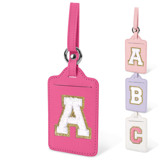 Initial Luggage Tags for Suitcases Cute Letter Luggage Bag Suitcase Identifier Name Baggage Tag PU Leather Travel Luggage Tags Bag Tags for Men Women Kids Luggage Handbags(Rosered-White A) - Overflow Supply
