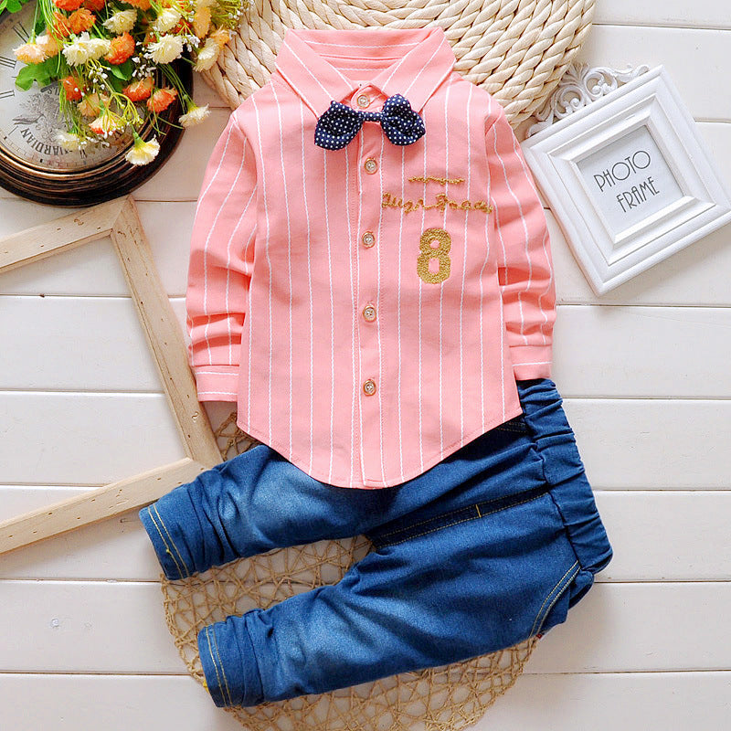 2020 New Boys' Shirt and Long Pants Set (Ages 0-4)
