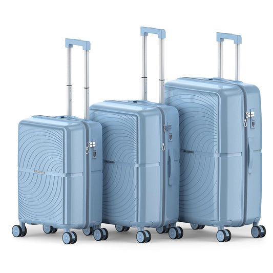Nazhura Luggage Set 3-Piece Suitcase Set 20-inch 24-inch 28-inch Luggage Carry on Luggage Set Travel Luggage Set Large Suitcase with Wheels PP Hardside(Light Blue) - Overflow Supply