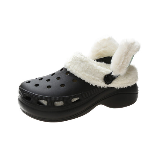 Plush Thick Sole Baotou Cotton Slippers (Two Wear) - Overflow Supply
