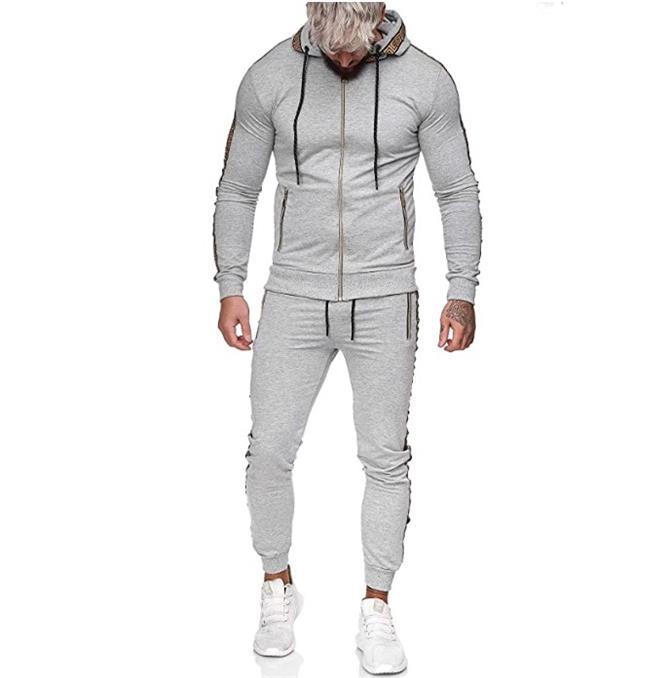 Men's Solid Color Hooded Sports Suit for Casual Wear