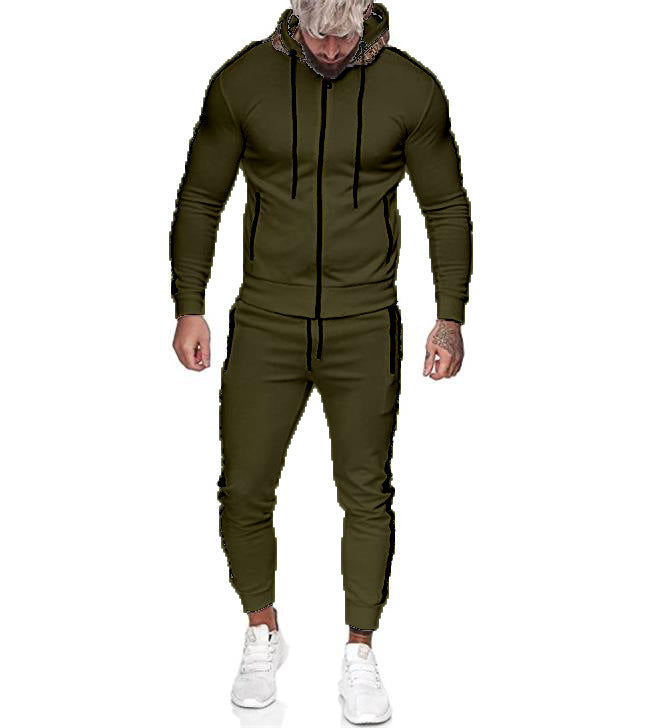 Men's Solid Color Hooded Sports Suit for Casual Wear