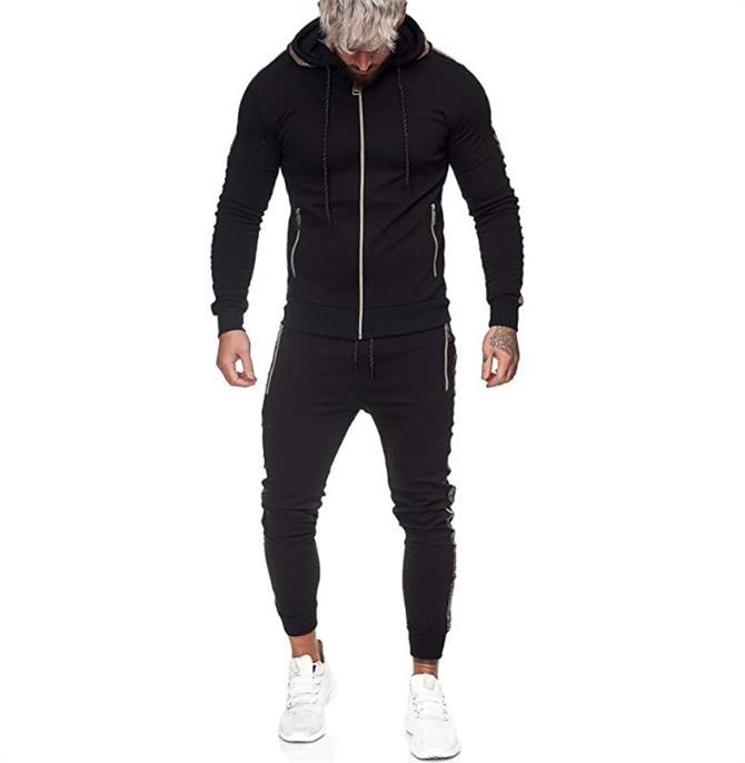 Men's Solid Color Hooded Sports Suit for Casual Wear