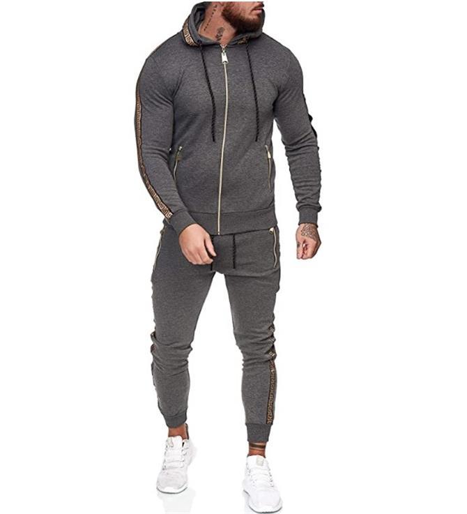 Men's Solid Color Hooded Sports Suit for Casual Wear
