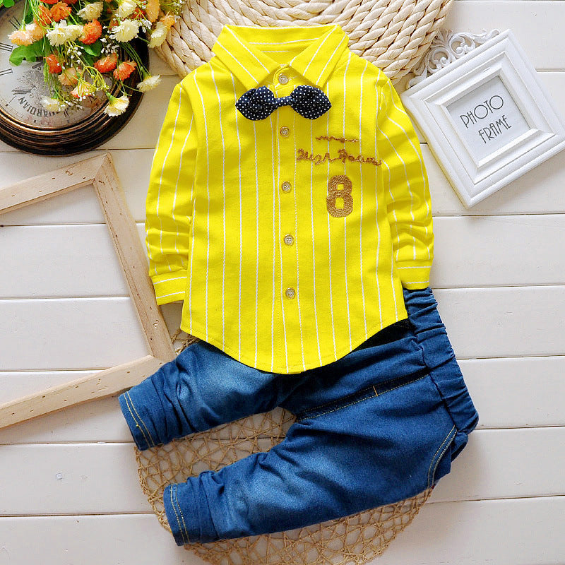 2020 New Boys' Shirt and Long Pants Set (Ages 0-4)